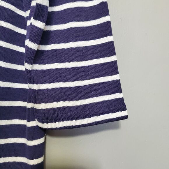 L.L. Bean Sweater Womens Size 2X Blue White Striped Cotton Knit Casual Coastal - Picture 7 of 10